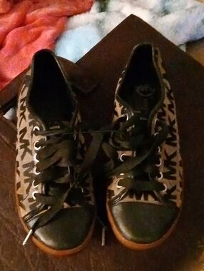 MICHAEL Michael Kors Black and Brown Logo-Print Lace-Up Sneakers